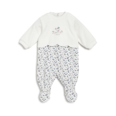 Girls Natural Printed Leg Opening Babysuit